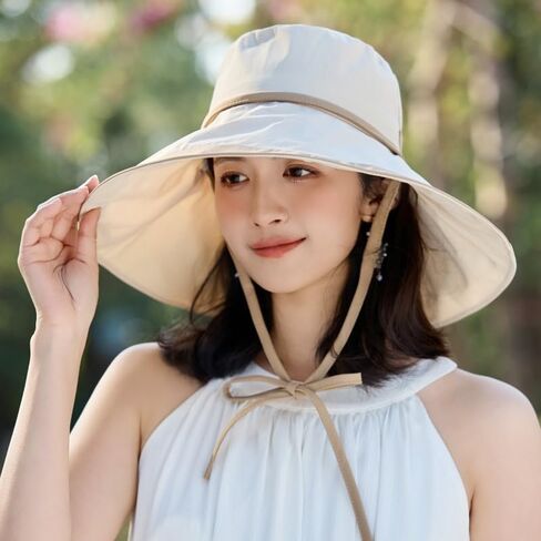 Women Wide Brim Sun Hats UPF50+ UV-Protection Packable Wired-Edge Summer Travel Beach Hat Fashion Garden Bucket Hat in Kuwait