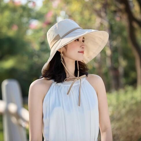 Women Wide Brim Sun Hats UPF50+ UV-Protection Packable Wired-Edge Summer Travel Beach Hat Fashion Garden Bucket Hat in Kuwait
