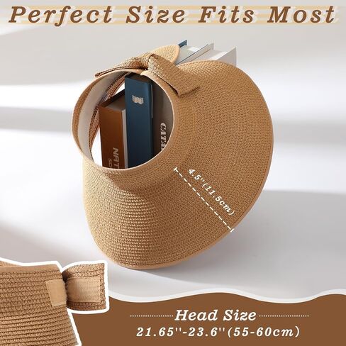 Sun Visors Hats for Women, Fashionable Straw Beach Hat with Wide Brim, Sun Hat UPF 50+ UV Protection in Saudi Arabia