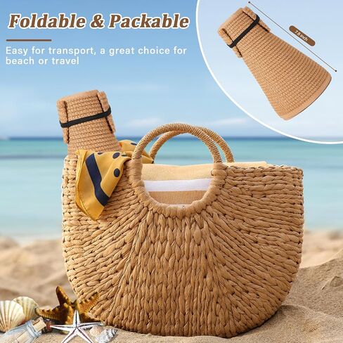 Sun Visors Hats for Women, Fashionable Straw Beach Hat with Wide Brim, Sun Hat UPF 50+ UV Protection in Saudi Arabia