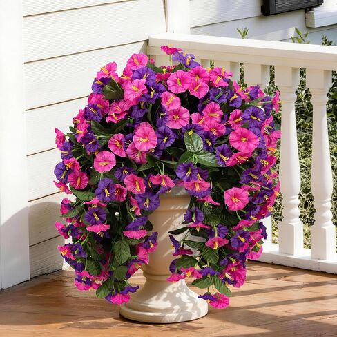 Artificial Hanging Flowers for Outdoors Faux Plants, 2PCS Artificial Outdoor Flowers for Spring Decor, UV Resistan Realistic Daisy Fake Hanging Plants for Indoor Planter Garden Porch(Double Purple) in Saudi Arabia