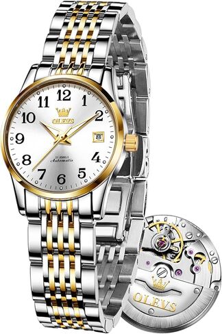 OLEVS Womens Automatic Watch Premium Small Face Accented Self Winding Waterproof Watches for Women Fashion Diamond Ladies Watches in Kuwait