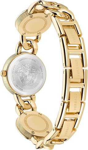 Versace Stud Icon Women's Watch, 26mm IP Yellow Gold Case, Black Sunray Dial, Gold Tone Bracelet, Swiss Quartz Movement, Jewelry Clasp, 3 ATM Water Resistant in Kuwait