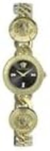 Versace Stud Icon Women's Watch, 26mm IP Yellow Gold Case, Black Sunray Dial, Gold Tone Bracelet, Swiss Quartz Movement, Jewelry Clasp, 3 ATM Water Resistant in Kuwait