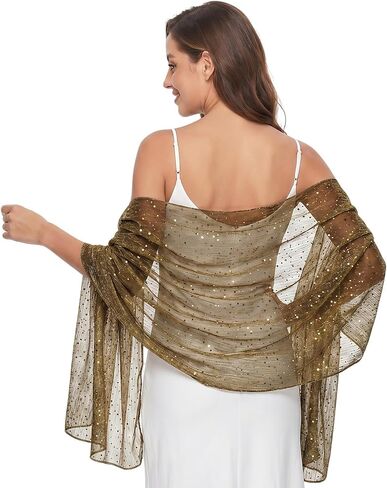 Scarf for Women Sequin Shawls and Wraps for Evening Dresses Long Sparkly Mesh Bandana Head Scarves Gift in Saudi Arabia