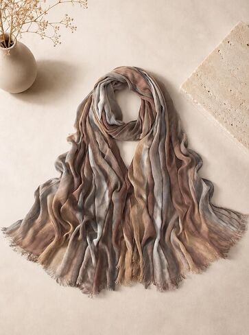 Ombre Hijab Scarf for Women Soft Crinkle Rayon Breathable Head Wrap Shawl Gradient Multi Color Fashion Scarf in Saudi Arabia