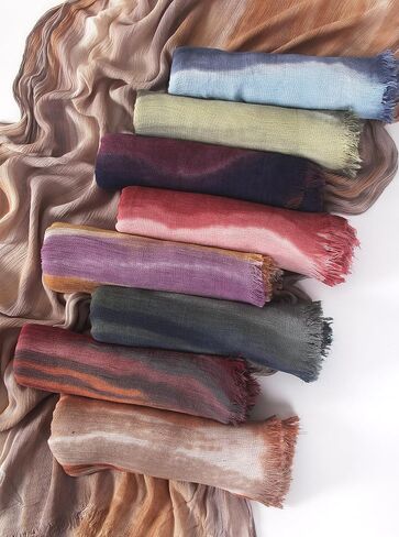 Ombre Hijab Scarf for Women Soft Crinkle Rayon Breathable Head Wrap Shawl Gradient Multi Color Fashion Scarf in Saudi Arabia