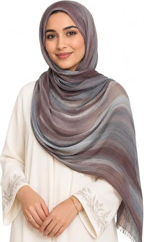 Ombre Hijab Scarf for Women Soft Crinkle Rayon Breathable Head Wrap Shawl Gradient Multi Color Fashion Scarf in Saudi Arabia