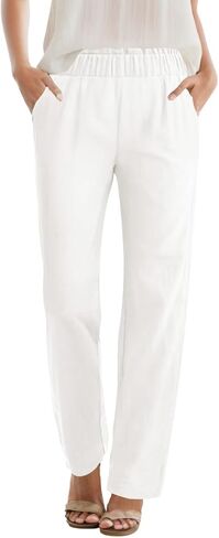 SEMARO Womens Casual High Waisted Linen Feel Pants Tapered Vacation Lounge Pants Trousers with Pockets in Saudi Arabia