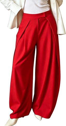 NRTHYE Womens Wide Leg Pants High Waisted Pleated Palazzo Flowy Pants Loose Casual Dressy Lounge Work Trousers in Kuwait