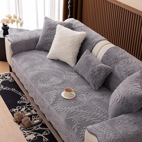 Faux Fur Couch Cover for Sofa, Soft Warm Plush Sofa Couch Cover, Non Slip Sectional Slipcovers for L Shaped & 3 Cushion Couch, Washable Furniture Protector for Kids & Dogs Only 1PC in Saudi Arabia