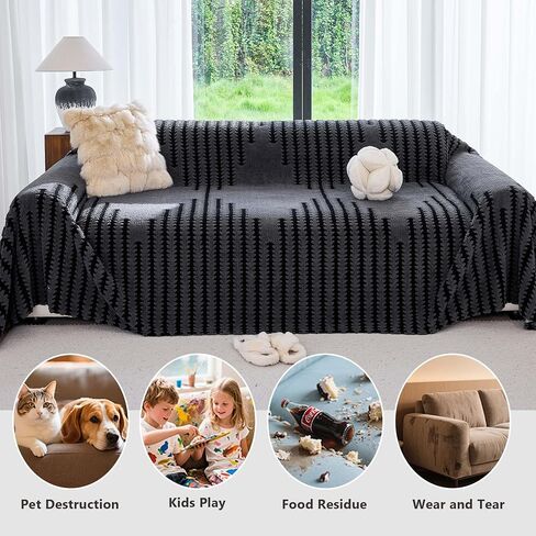 Couch Covers for 2 Cushion Couch Sofa, Pet Friendly Sofa Covers Washable, Heavy Duty Scratch Resistant Furniture Cover for Dogs Fits Love Seat, 71" x 118", Gray in Saudi Arabia