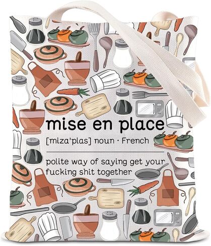 ENSIANTH Chef Gift Mise En Place Tote Bag French Kitchen Saying-Sous Chef Shopping Bag Kitchen Staff-Appreciate -Cook Gift in Kuwait
