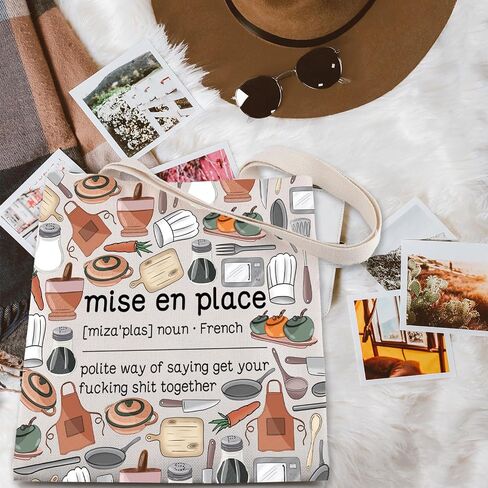 ENSIANTH Chef Gift Mise En Place Tote Bag French Kitchen Saying-Sous Chef Shopping Bag Kitchen Staff-Appreciate -Cook Gift in Kuwait