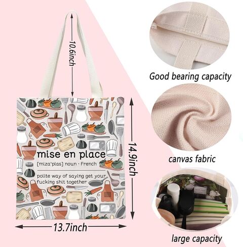 ENSIANTH Chef Gift Mise En Place Tote Bag French Kitchen Saying-Sous Chef Shopping Bag Kitchen Staff-Appreciate -Cook Gift in Kuwait