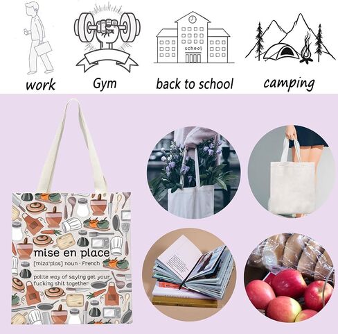ENSIANTH Chef Gift Mise En Place Tote Bag French Kitchen Saying-Sous Chef Shopping Bag Kitchen Staff-Appreciate -Cook Gift in Kuwait