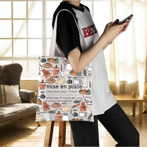 ENSIANTH Chef Gift Mise En Place Tote Bag French Kitchen Saying-Sous Chef Shopping Bag Kitchen Staff-Appreciate -Cook Gift in Kuwait