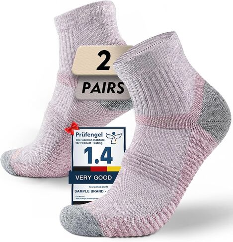 Juclise Lightweight Quarter Merino Wool Hiking Socks 2 Pair, Thin Breathable Anti-Blister Moisture Wicking Cushioned in Saudi Arabia
