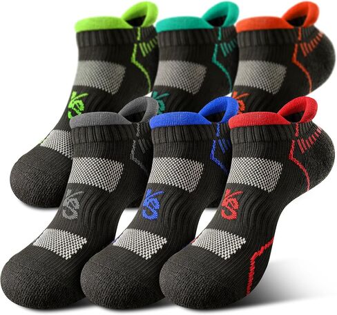 KEMISANT Men Athletic Ankle Socks 6-Pack, Nylon Blend Compression Cushioned Socks, Breathable Arch Support in Saudi Arabia