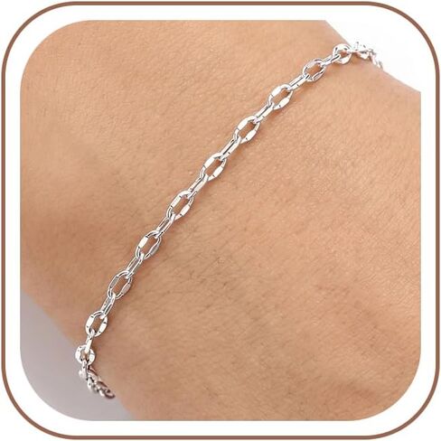 925 Sterling Silver Chain Bracelet for Women Exquisite Gifts for Wife Daughter Sister Perfect for Everyday Wear 6.5-7-7.5-8IN in Saudi Arabia