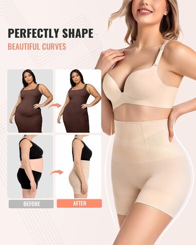 Tummy Control Shapewear for Women, High Waist Body Shaper Shorts, Butt Lifter Thigh Slimmer Seamless Under Dress in Kuwait