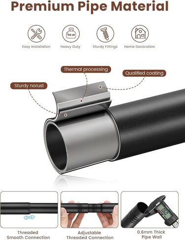 Wood Curtain Rods for Windows 32 to 84 Inch, 1 Inch Heavy Duty Adjustable Decorative Curtain Rod, Modern Farmhouse Drapery Rod for Bedroom, Patio and Living Room in Saudi Arabia