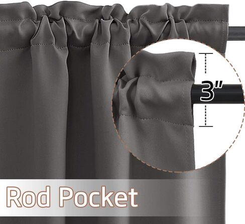 Blackout Tier Curtains for Kitchen, Solid Half Window Curtain Tiers for Energy Saving Privacy Shade for RV Camper Bathroom Basement, Width 34 x Length 24 inches, Grey, 2 Pieces in Kuwait