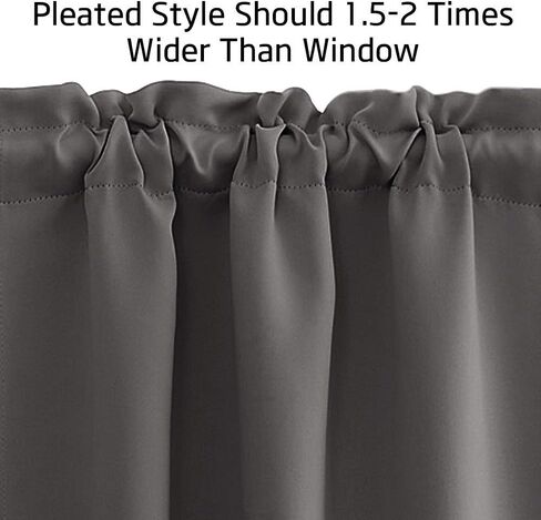 Blackout Tier Curtains for Kitchen, Solid Half Window Curtain Tiers for Energy Saving Privacy Shade for RV Camper Bathroom Basement, Width 34 x Length 24 inches, Grey, 2 Pieces in Kuwait
