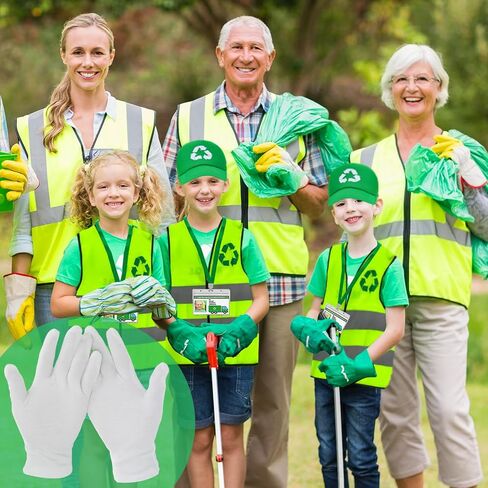 7Pcs Garbage Man Costume Set Adult Halloween Waste Management Recycling Waste with Vest Hat Gloves Glasses Socks Necklace Green in Saudi Arabia