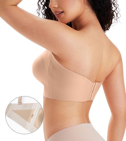 Strapless Bras for Women Wireless Padded Bandeau Bra Jelly Seamless No Underwire Non-Slip Invisible Bralette in Saudi Arabia