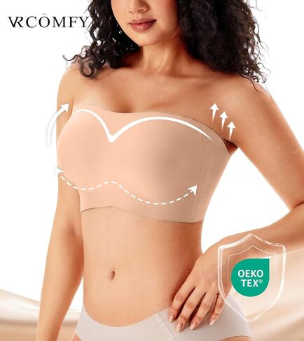 Strapless Bras for Women Wireless Padded Bandeau Bra Jelly Seamless No Underwire Non-Slip Invisible Bralette in Saudi Arabia