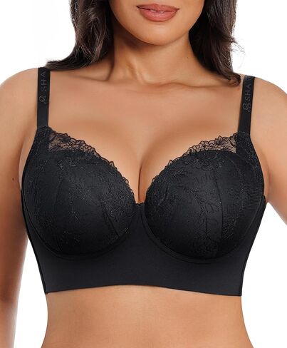 SHAPELLX Back Smoothing Full Coverage Underwire Lace Bra for Women Side Support No Side Bulge Breathable Comfort Lift in Kuwait