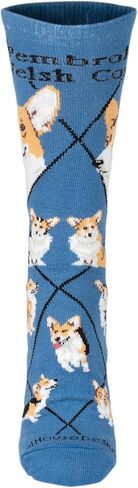 Pembroke Welsh Corgi Dog Blue Cotton Ladies Socks Adult Shoe 6-8.5 / Adult Sock 9 -11 in Kuwait