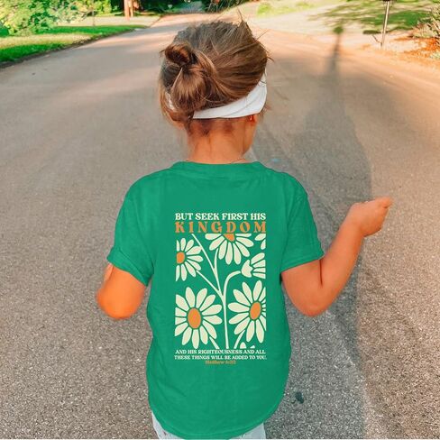 Jesus Shirt for Girls Christian Faith Tshirts Kids Cute Bible Verse Graphic Tees Inspirational God Religious Clothes in Kuwait