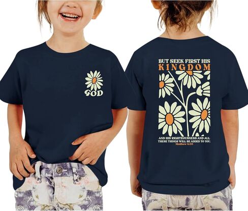 Jesus Shirt for Girls Christian Faith Tshirts Kids Cute Bible Verse Graphic Tees Inspirational God Religious Clothes in Kuwait