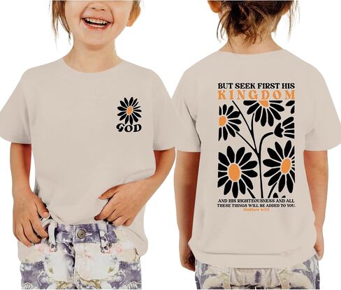 Jesus Shirt for Girls Christian Faith Tshirts Kids Cute Bible Verse Graphic Tees Inspirational God Religious Clothes in Kuwait