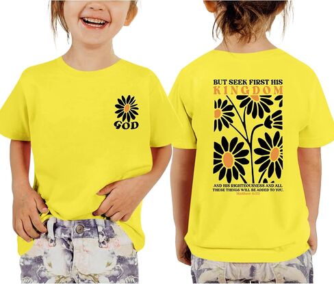 Jesus Shirt for Girls Christian Faith Tshirts Kids Cute Bible Verse Graphic Tees Inspirational God Religious Clothes in Kuwait