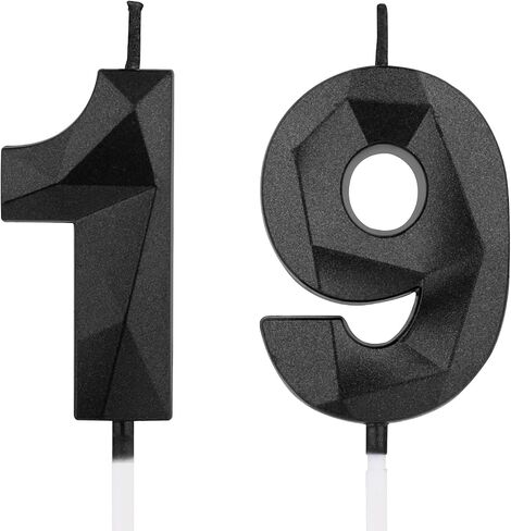 15th Black Birthday Candles, 1.96 Inch Number 15 Cake Candles, 3D Diamond Shape Cake Topper Decorations for Boy Girl Women Men Birthday Party Wedding Anniversary Celebration Supplies in Saudi Arabia