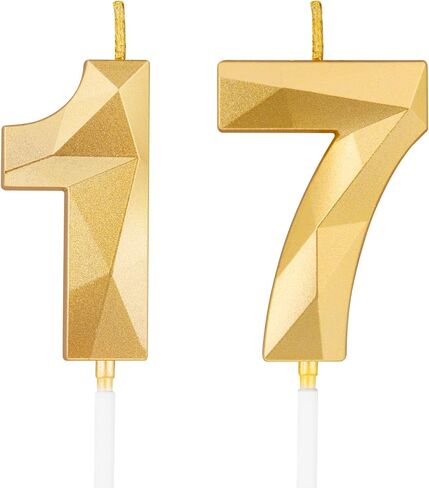 15th Black Birthday Candles, 1.96 Inch Number 15 Cake Candles, 3D Diamond Shape Cake Topper Decorations for Boy Girl Women Men Birthday Party Wedding Anniversary Celebration Supplies in Saudi Arabia