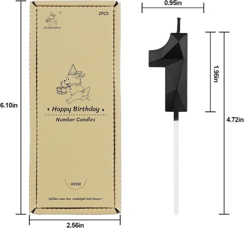 15th Black Birthday Candles, 1.96 Inch Number 15 Cake Candles, 3D Diamond Shape Cake Topper Decorations for Boy Girl Women Men Birthday Party Wedding Anniversary Celebration Supplies in Saudi Arabia