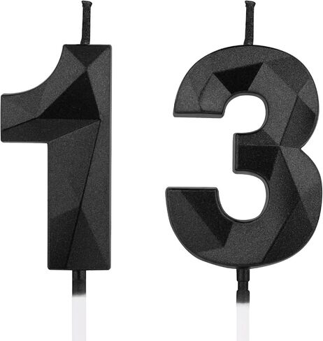 15th Black Birthday Candles, 1.96 Inch Number 15 Cake Candles, 3D Diamond Shape Cake Topper Decorations for Boy Girl Women Men Birthday Party Wedding Anniversary Celebration Supplies in Saudi Arabia
