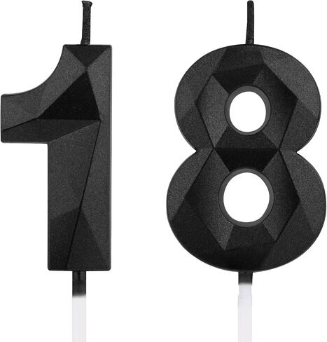 15th Black Birthday Candles, 1.96 Inch Number 15 Cake Candles, 3D Diamond Shape Cake Topper Decorations for Boy Girl Women Men Birthday Party Wedding Anniversary Celebration Supplies in Saudi Arabia
