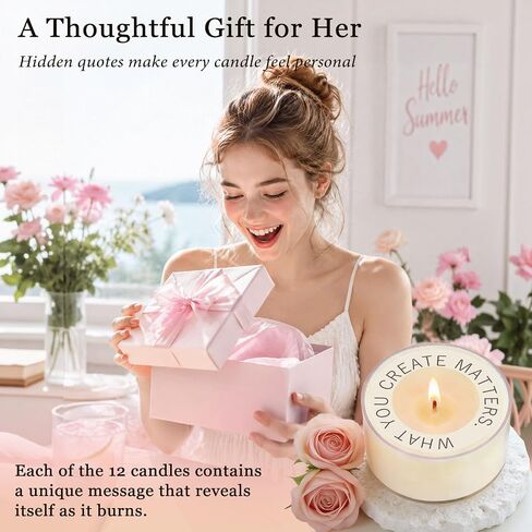 TUZELIYA Candle Gifts for Women, 12 Pack Secret Message Candles with 12 Scents, Birthday Gifts for Women, GirlfriendGifts for Her, Scented Tealight Candle Set with Gift Box & Card in Saudi Arabia