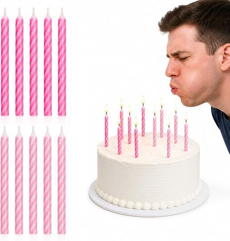 Magic Relighting Birthday Candles Trick Candles, Relight After Blow Out, Party Decorations, Gag Gift, 10 Pack (Pink & Red) in Kuwait