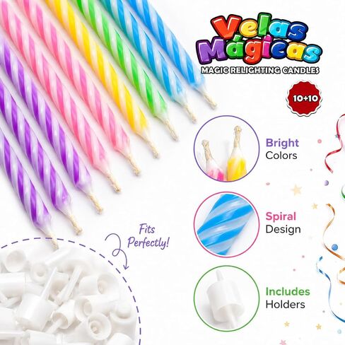 Magic Relighting Birthday Candles Trick Candles, Relight After Blow Out, Party Decorations, Gag Gift, 10 Pack (Pink & Red) in Kuwait