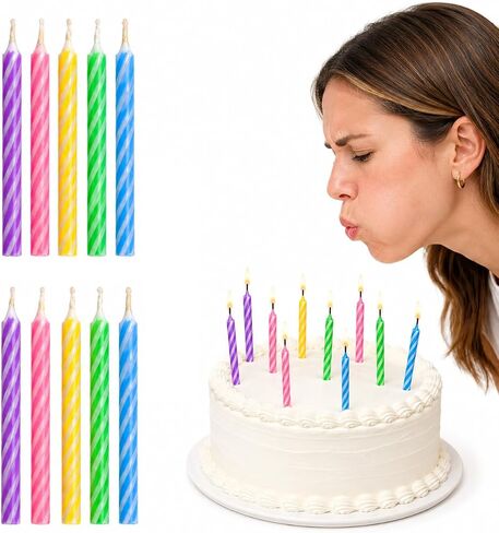 Magic Relighting Birthday Candles Trick Candles, Relight After Blow Out, Party Decorations, Gag Gift, 10 Pack (Pink & Red) in Kuwait