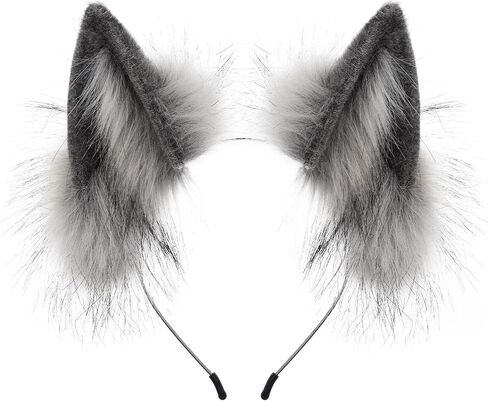 CHOICEONE Fluffy Cat Wolf Ears Headband Animal Costume Accessories for Halloween Cosplay Party Dress Up Fox Hairband in Kuwait
