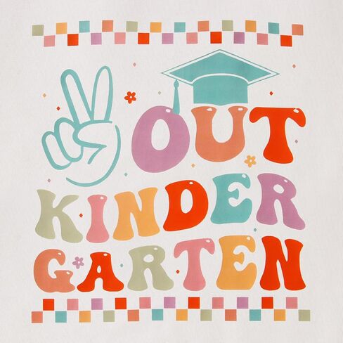 BOUTIKOME Kindergarten Graduation Shirt for Girls Peace Out Kindergarten T-Shirt Kid Last Day of School Short Sleeve Tee Tops in Kuwait