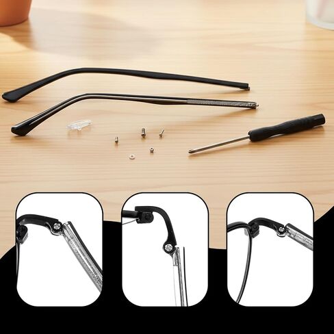 1 Pair Glasses Arm Replacement Temple Glasses Repair Kit Glass Replacement with Screws Glass Screwdriver Eyeglass Arms Legs Nose Pads in Kuwait