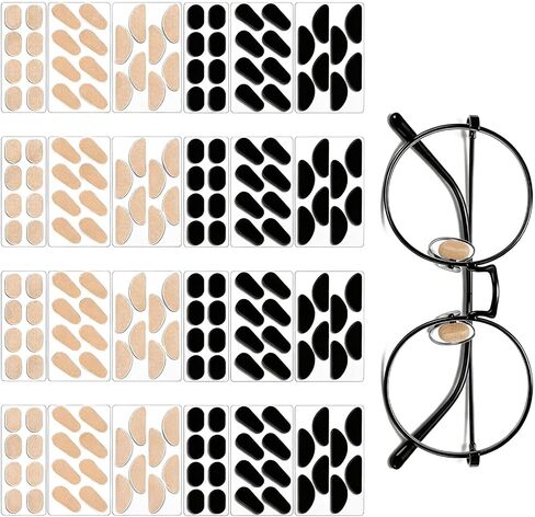 96 Pairs Foam Nose Pads for Eyeglasses, Self-Adhesive Non-Slip Glasses Nose Pad Cushion, Soft Bridge Pads in Multiple Shapes and Colors for Sunglasses and Plastic Frames (6 * 4) (Black+Skin) in Saudi Arabia